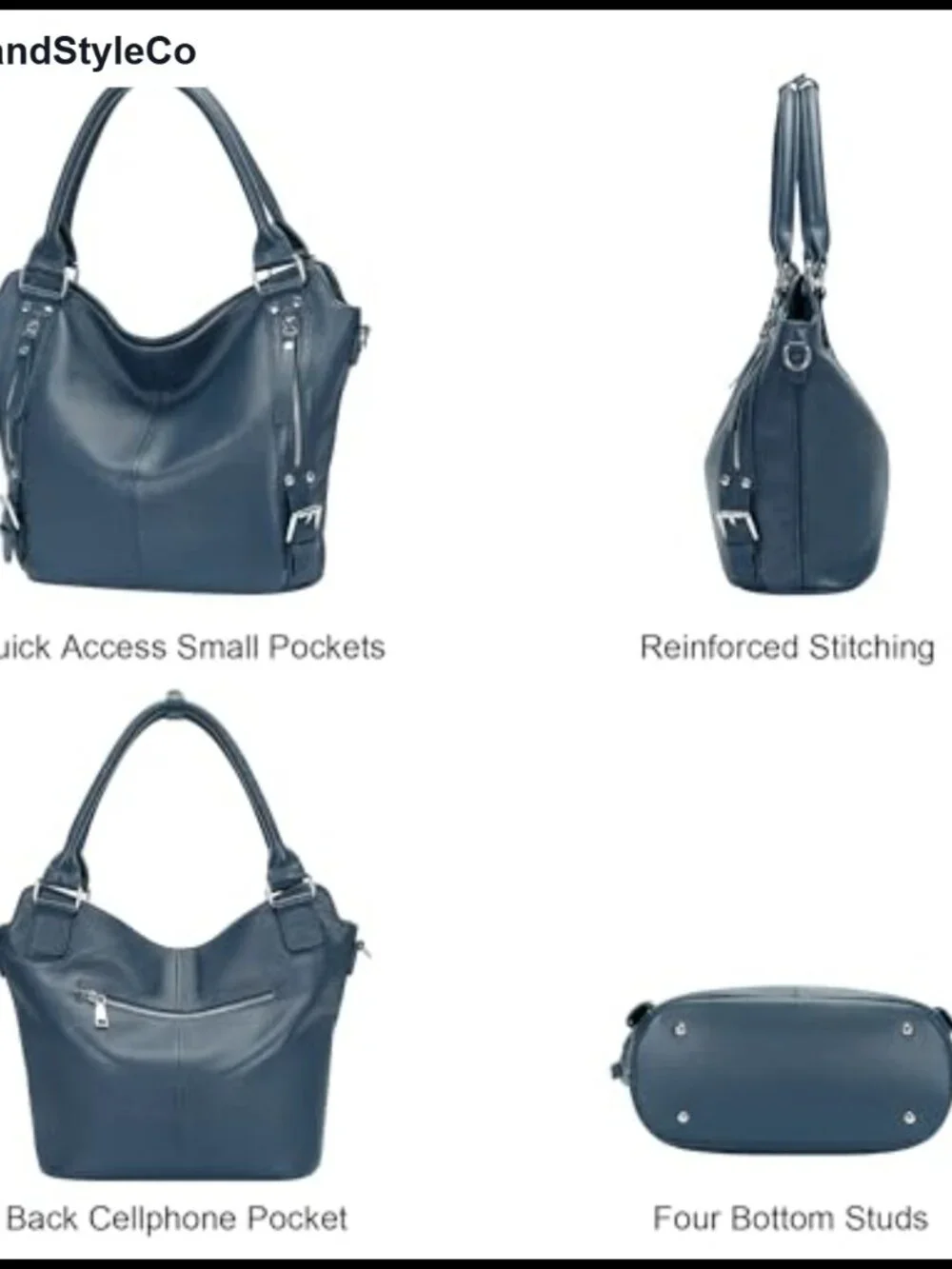 Genuine Leather Large Hobo Bag Multi Pocket Shoulder Purse